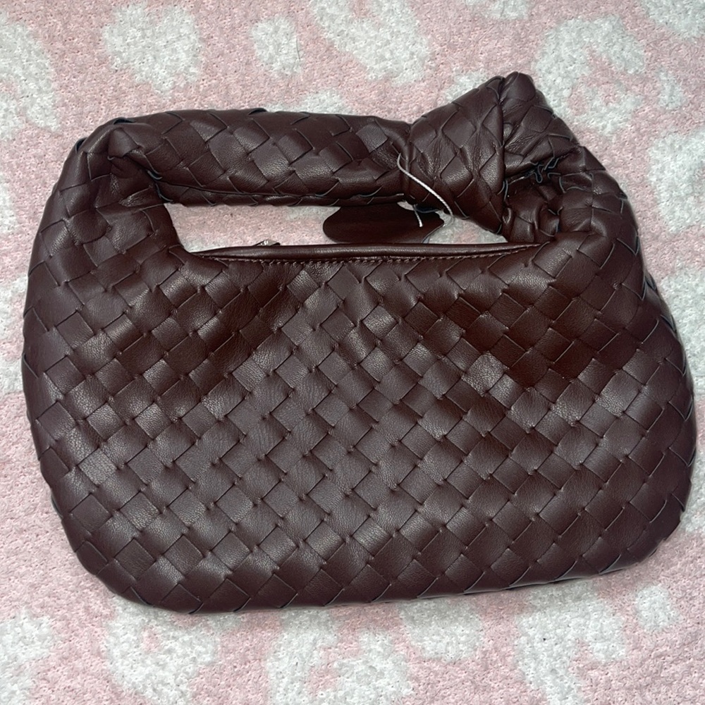 Chocolate Brown Woven Hobo Bag
